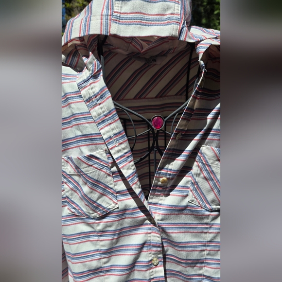 Mountain Hardwear White Striped Button-Up Lightweight Hoodie SzM - Picture 12 of 15